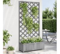 vidaXL Bac à Fleurs avec Treillis 90x35x180 cm, Sapin Massif Gris, Jardinière surélevée pour Intérieur et Extérieur, Balcon 365480