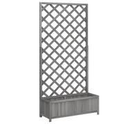 vidaXL Bac à Fleurs avec Treillis 90x35x180 cm, Sapin Massif Gris, Jardinière surélevée pour Intérieur et Extérieur, Balcon & Jardin, Support pour Végétaux Grimpants, Porte-Pots en Bois