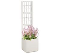 vidaXL Bac à Fleurs avec Treillis Blanc 36 x 36 x 140 cm PP, Jardins et Terrasses, Jardinières Modernes, Matériaux résistants aux UV, Bac étanche, Treillis pour vignes