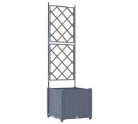 vidaXL Bac à Fleurs avec Treillis Gris Clair 40 x 40 x 143 cm PP, Jardin et terrasse, bac à Fleurs Moderne, Treillis rectangulaire, Potager Vertical, déco extérieure, Accessoires Patio