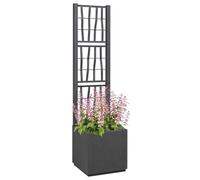 vidaXL Bac à Fleurs avec Treillis Gris foncé 36 x 36 x 140 cm PP, Jardins et Terrasses, Jardinières Modernes, Matériaux résistants aux UV, Bac étanche, Treillis pour vignes