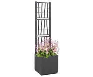 vidaXL Bac à Fleurs avec Treillis Gris foncé 36 x 36 x 140 cm PP, Jardins et Terrasses, Jardinières Modernes, Matériaux résistants aux UV, Bac étanche, Treillis pour vignes