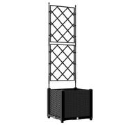 vidaXL Bac à Fleurs avec Treillis Noir 40 x 40 x 143 cm PP, Jardin et terrasse, bac à Fleurs Moderne, Treillis rectangulaire, Potager Vertical, déco extérieure, Accessoires Patio