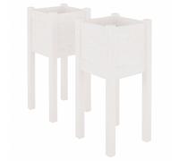 vidaXL Bac à plantes 2 pcs. Blanc 31x31x70 cm Pin massif