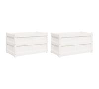 vidaXL Bac à plantes 2 pcs. Blanc Pin massif