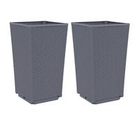 Vidaxl Jardinières 2 Pcs Gris 32,5x32,5x57 Cm Polypropylène