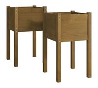 vidaXL Bac à plantes 2 pcs. Marron miel 40x40x70 cm Pin massif
