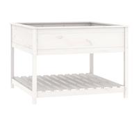 vidaXL Bac à plantes avec étagère Blanc 111,5x111,5x81 cm Pin massif