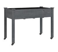 vidaXL Bac à plantes avec insert et roulettes Gris 118x59x80 cm Bois de sapin