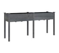 vidaXL Bac à plantes avec insert Gris 161x45x76 cm Sapin massif
