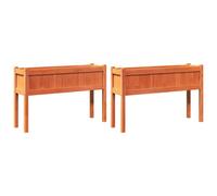 Vidaxl Jardinières 2 Pcs Avec Pieds Cire Marron Bois De Pin Massif