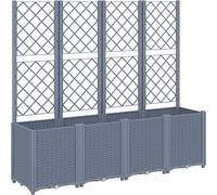 vidaXL Jardinière avec Treillis, Bac à Fleurs, Pot à Plantes, Boîte à Fleurs Jardin Terrasse Patio Extérieur, Bleu Gris 367871