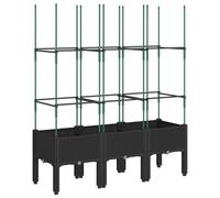 Plantenbak met latwerk 120x40x142,5 cm polypropeen zwart367958