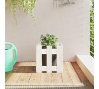 vidaXL Bac à plantes design clôture en lattes blanc 30x30x30 cm bois de pin