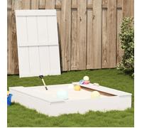 vidaXL Bac à Sable avec Couvercle, Aire de Jeux Domestique, Jouet pour Enfant Tout-petits Jardin Plage Extérieur, Blanc Bois 832607