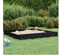 vidaXL Bac à Sable avec Sièges, Jeu de Sable pour Enfants, Aire de Jeux pour Tout-petits Jardin Extérieur, Noir Carré Bois 825041