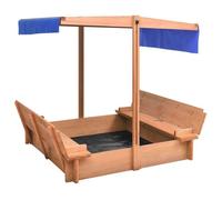 vidaXL Bac à sable avec toit Bois de sapin 112x112x112 cm Brun G