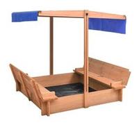 vidaXL Bac à sable avec toit Bois de sapin 112x112x112 cm Brun G