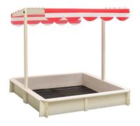 vidaXL Bac à sable avec toit réglable Bois de sapin Blanc et rouge UV50