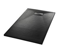 vidaXL Bac de Douche Receveur de Douche Rectangulaire Salle de Bain Maison Intérieur Trou de Drain Standard de 9 cm SMC Noir 120x70 cm