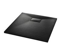 vidaXL Bac de Douche Receveur de Douche Rectangulaire Salle de Bain Maison Intérieur Trou de Drain Standard de 9 cm SMC Noir 90x90 cm