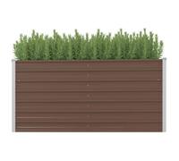 vidaXL Bac de Jardin en Acier Galvanisé 160x80x77 cm, Marron, Bordure de Sécurité Pliable, Résistant aux Intempéries 45709