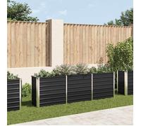 vidaXL Bac Rectangulaire en Acier Galvanisé 240x40x77 cm, Anthracite, Fond Ouvert, Bac à Fleurs, Herbes et Légumes, DIY, 47043