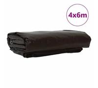 Vidaxl Bâche 650g / M² Marron 4 X 6 M Toile Avec Revêtement En Pvc