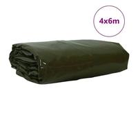 Vidaxl Bâche 650g / M² Vert Olive 4 X 6 M Toile Avec Revêtement En Pvc