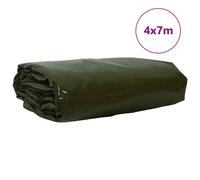 Vidaxl Bâche 650g / M² Vert Olive 4 X 7 M Toile Avec Revêtement En Pvc