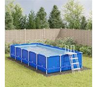 vidaXL Bâche de piscine gris clair 820x420 cm géotextile polyester