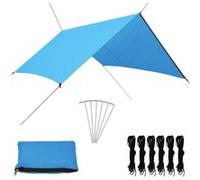 vidaXL Bâche d'Extérieur Tente de Camping Abri de Bâche d'Ombrage pour Plage Parc Randonnée Hamac Résistant aux UV Durable 3x2,85 m Bleu Bleu G
