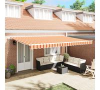vidaXL Auvent Rétractable Jaune et Orange 500 × 300 cm Tissu et Métal, Jardin et terrasse, auvent rétractable Moderne, Couverture Durable, Protection Solaire à l'extérieur.
