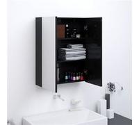 vidaXL Armoire à miroir de salle de bain 60x15x75 cm MDF Noir brillant