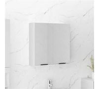 vidaXL Armoire à miroir de salle de bain Bois d'ingénierie Blanc 64x20x67 cm Design contemporain