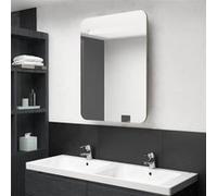 vidaXL Badkamerkast met spiegel en LED 60x11x80 cm eikenkleurig326507 Brun G