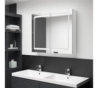 vidaXL Armoire de salle de bain à miroir LED Blanc brillant 80x12x68 cm