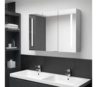 vidaXL Badkamerkast met spiegel en LED 89x14x62 cm betongrijs326525 Gris G