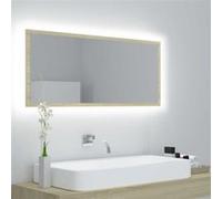 vidaXL Badkamerspiegel LED 100x8,5x37 cm acryl sonoma eikenkleurig804943 Brun G