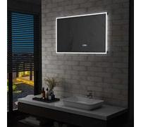 vidaXL Miroir à LED et capteur tactile et affichage d'heure 100x60 cm