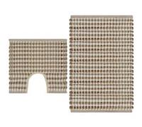 vidaXL Tapis de bain naturel et blanc, rectangulaire, lavable, style scandinave moderne