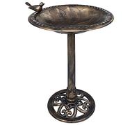 vidaXL Baignoire de jardin pour oiseaux en plastique, résistante aux intempéries – Bronze
