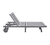 vidaXL Bain de soleil 2 personnes avec support Gris acacia massif