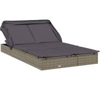 vidaXL Bain de soleil 2 personnes avec toit Gris 213x118x97 Poly rotin