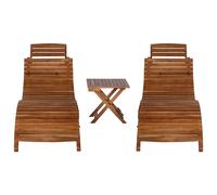 vidaXL Chaise longue avec table à thé 3 pcs Bois d'acacia massif 279160