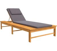 vidaXL Bain de soleil avec coussin gris foncé et revêtement en bois massif d'acacia