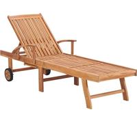 vidaXL Bain de soleil avec support Noir bois massif teck