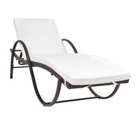 vidaXL Bain de soleil avec support & table Poly rotin brun