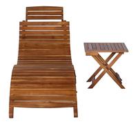 vidaXL Bain de soleil avec table en bois massif d'acacia brun