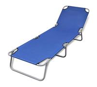vidaXL Bain de Soleil Bleu Pliable avec Dossier Ajustable Chaise Longue